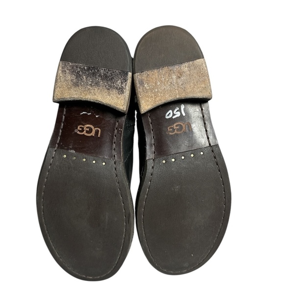 Ugg | Conor Quilted Oiled Leather Mid-Calf Moto Boots | Black | Size 9.5 - Picture 3 of 7